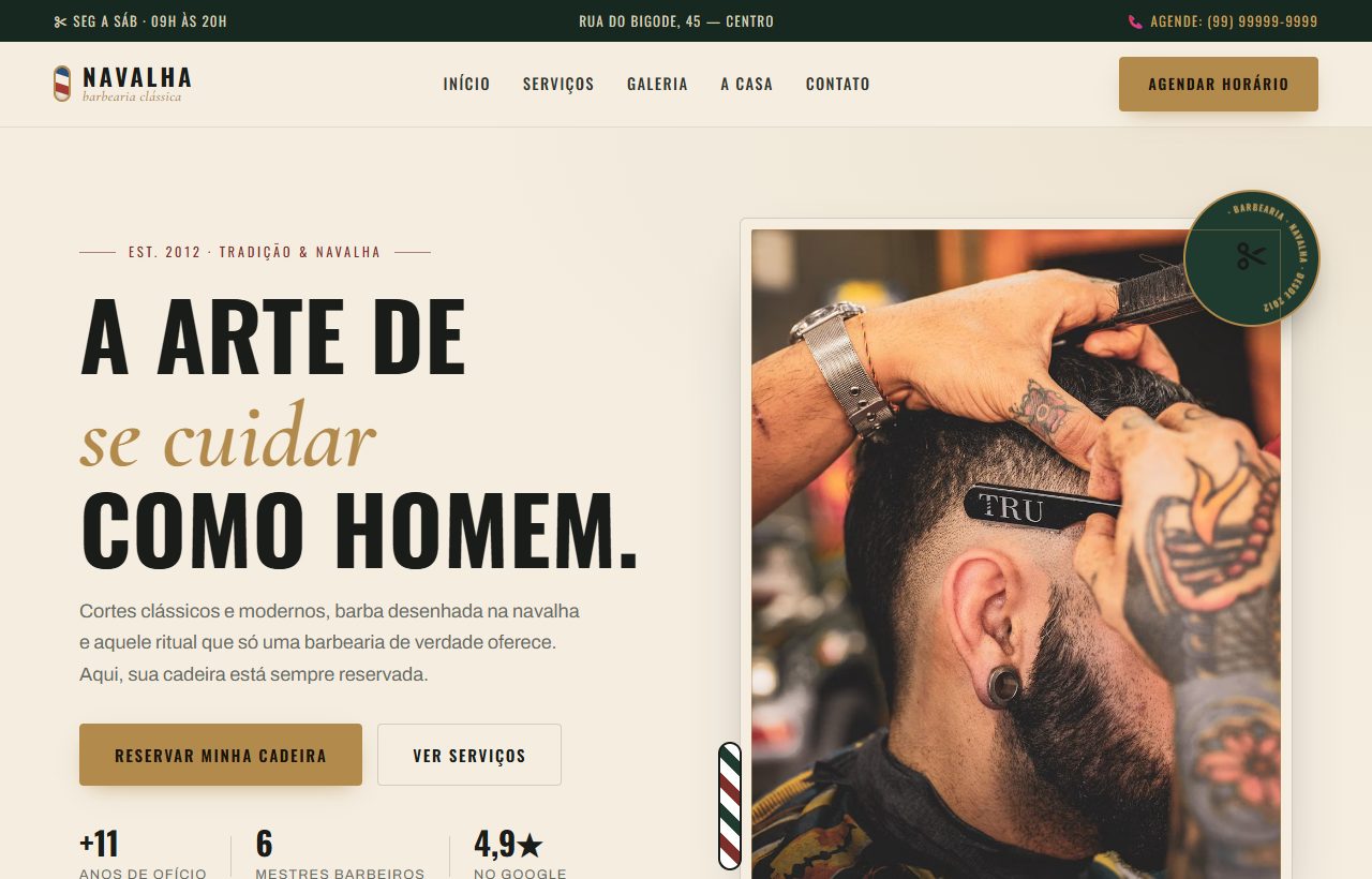 Site da barbearia NAVALHA