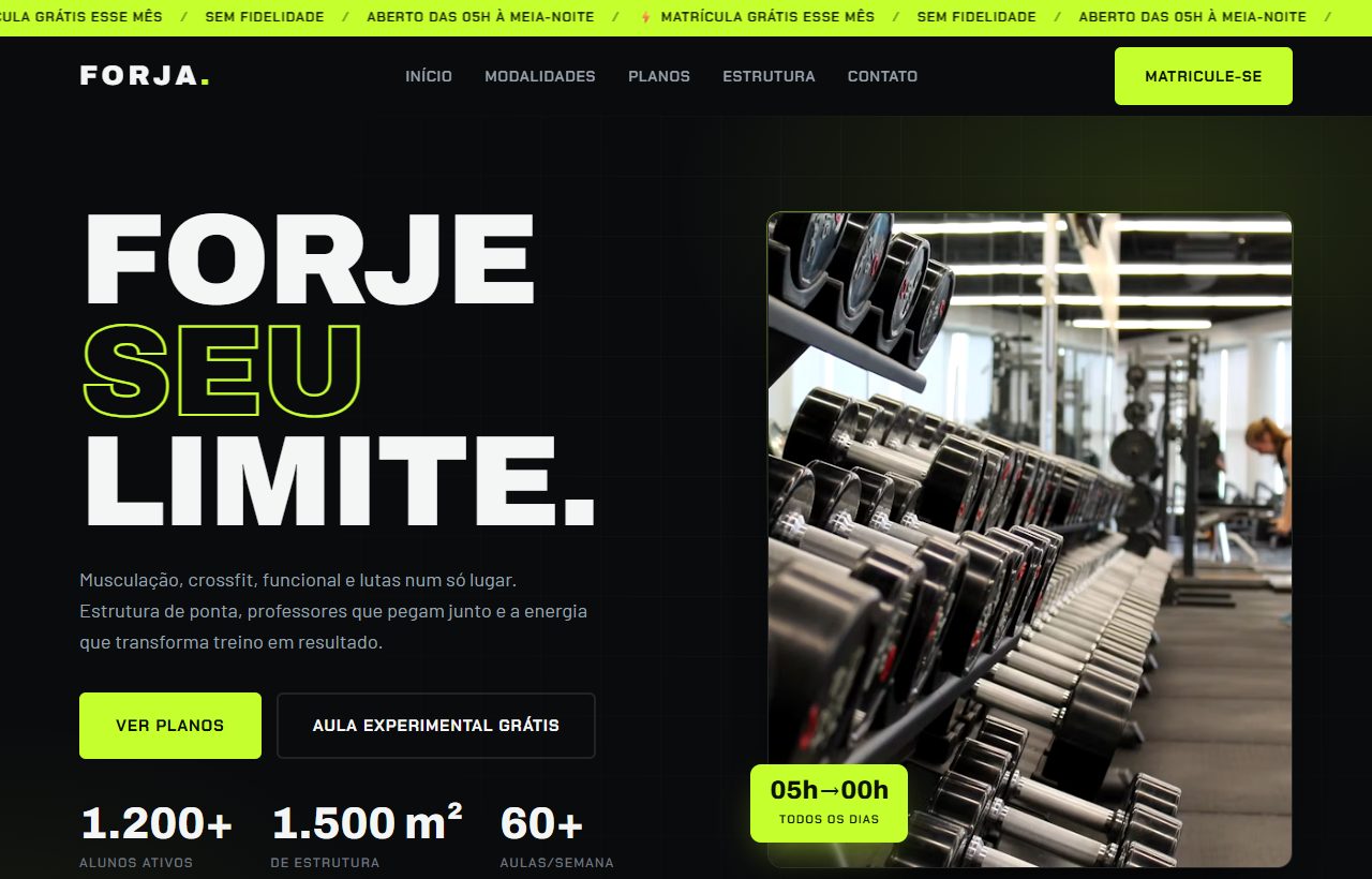 Site da academia FORJA