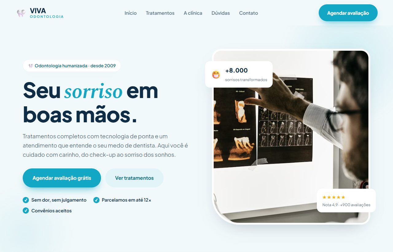 Site da clínica VIVA Odontologia