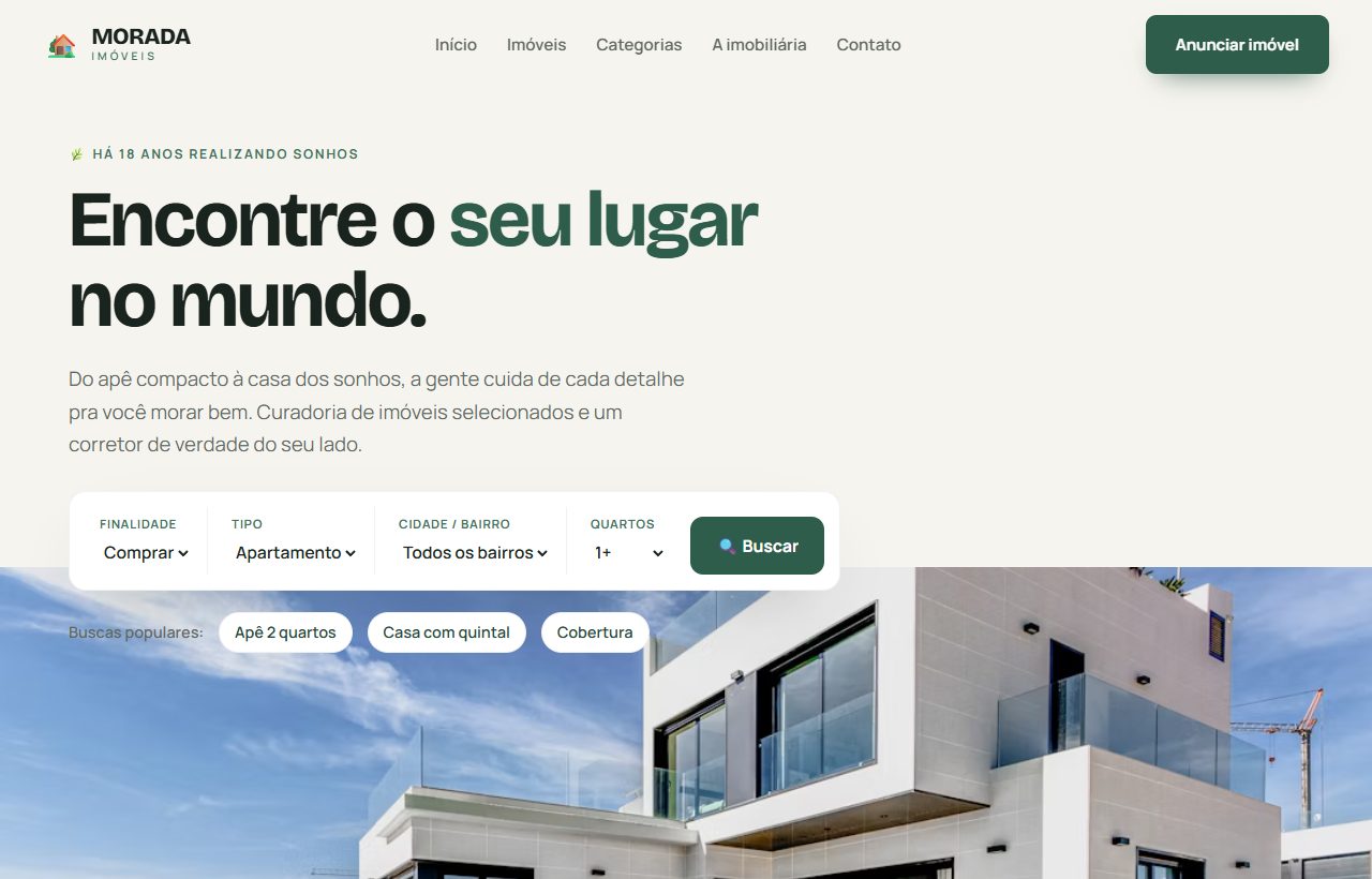 Site da imobiliária MORADA