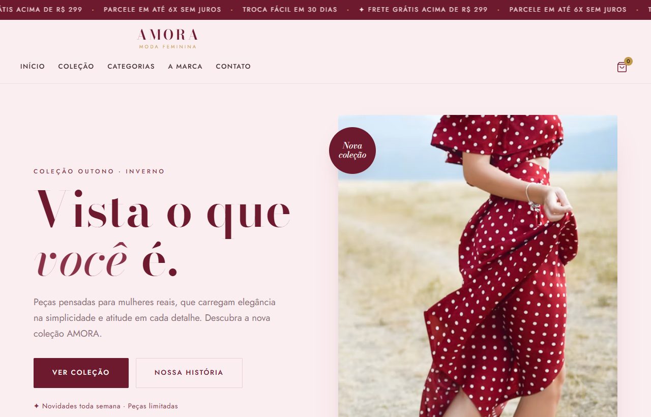 Site da boutique AMORA