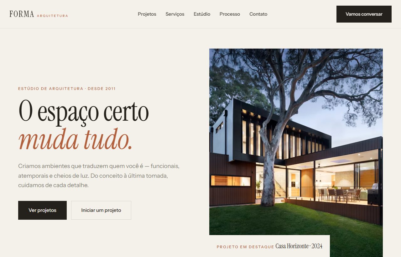 Site do estúdio FORMA