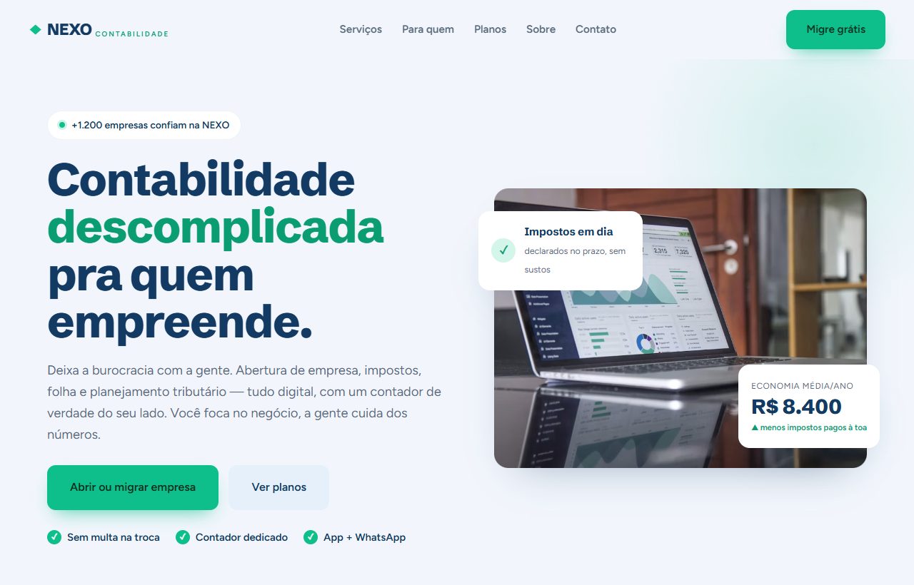 Site da NEXO Contabilidade
